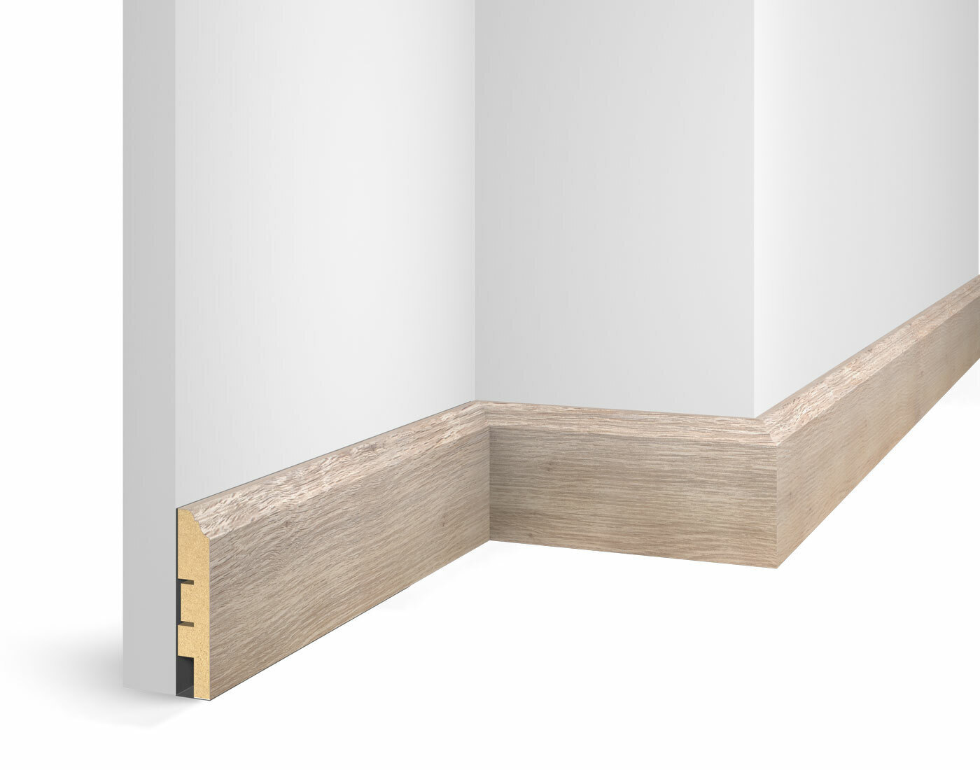 Плинтус МДФ Cosca Decor Экошпон WP07 Дуб Антик белый 2400×80×16